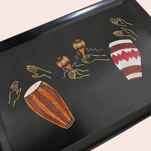 Vintage Couroc Calypso Bongos Serving Tray 🌻2X Host Pick🌻